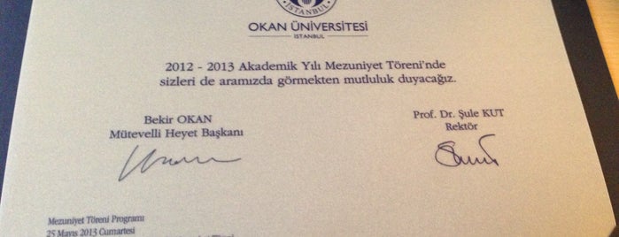 İstanbul Okan Üniversitesi is one of İstanbuldaki Üniversiteler ve Kampüsler.