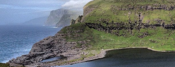 Sørvágsvatn is one of Faroe Islands.