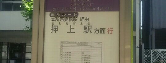 本所中学校入口バス停 is one of 墨田区内循環バス 南部ルート.