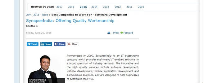 SynapseIndia is one of Shamit Khemka Entrepreneur.