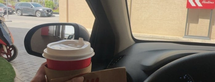 Tim Hortons is one of Drive thru.
