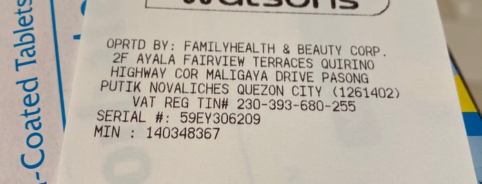 Watsons is one of SM Fairview.