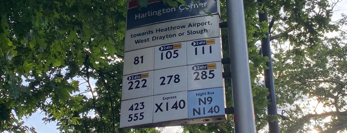 Harlington Corner Bus Stop J is one of London Bus Stops.