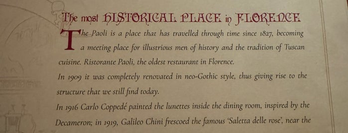 Ristorante Paoli is one of Italy.