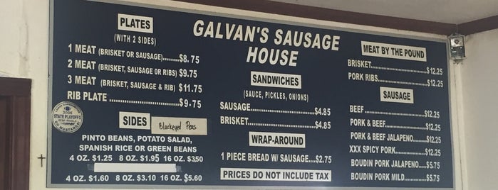 Galvan's BBQ Sausage House is one of BBQ Spots.