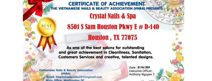 Crystal's Nail And Spa is one of The 15 Best Places for Pedicures in Houston.