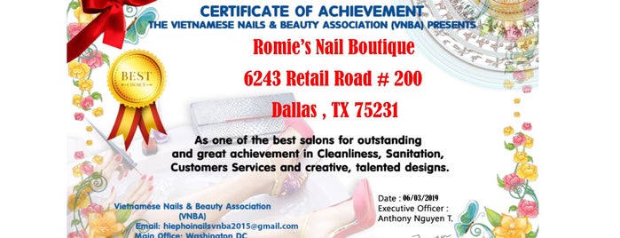 Romie's Nail Boutique is one of Audray’s Liked Places.