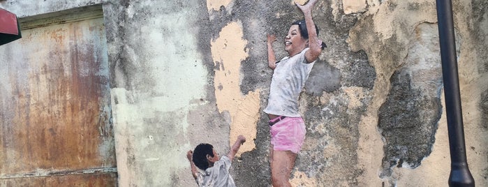 Penang Street Art : Children Playing Basketball is one of Penang Art.