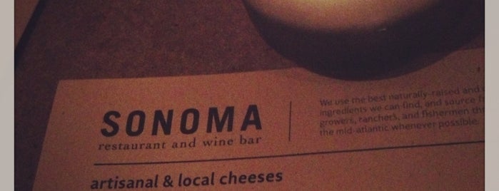 Sonoma Restaurant and Wine Bar is one of DC Bars and Restaurants.