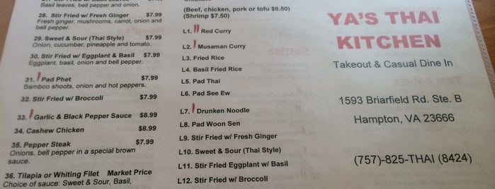 Ya's Thai Kitchen is one of Hampton Roads.