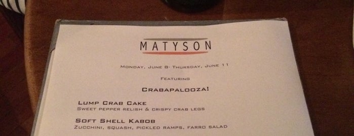 Matyson is one of Alyssa's Philly Restaurants.