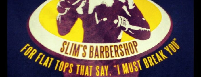 Slim's Barber Shop is one of สถานที่ที่ Justin ถูกใจ.