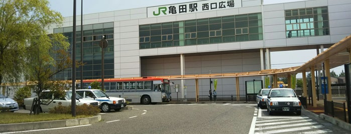 亀田駅西口バス停 is one of 新潟交通 S63 長潟線（新潟駅南口－鵜ノ子－大江山連絡所）.