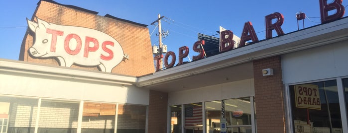 Tops BBQ is one of The 7 Best Places with a Drive Thru in Memphis.