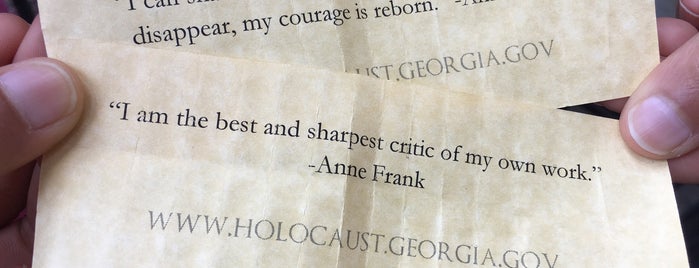 Anne Frank in The World Exhibit is one of sandy springs.