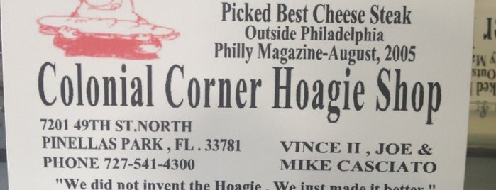 Colonial Corner Hoagie Shop is one of St Pete Restaurants, Ice Cream, Etc.