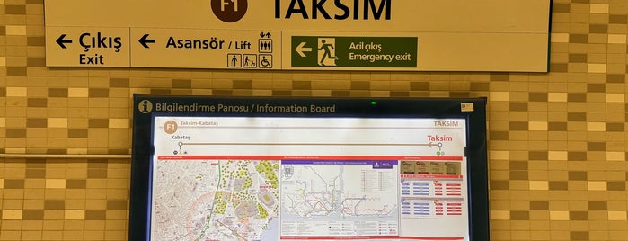 Taksim Füniküler İstasyonu is one of F1 - (Taksim-Kabataş Füniküler Hattı).