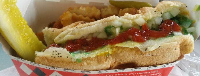 Superdawg Drive-In is one of The 15 Best Places for Hot Dogs in Chicago.