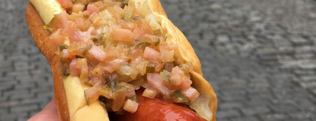 Mile End Delicatessen is one of The 11 Best Hot Dogs In NYC.
