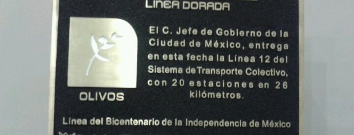 Metro Olivos Linea 12 is one of Metro de la Ciudad de México.