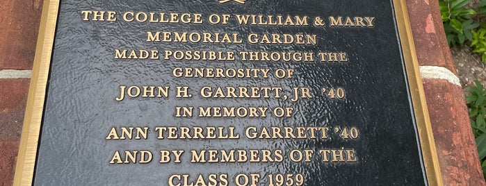 William and Mary Memorial Garden is one of Williamsburg.