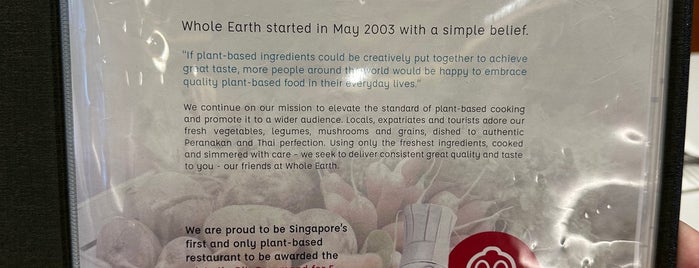 Whole Earth is one of Vegetarian restaurants in Singapore.
