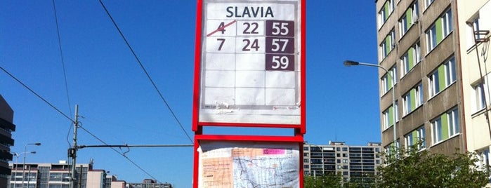 Slavia - Nádraží Eden (tram) is one of Tramvajové zastávky v Praze (díl druhý).