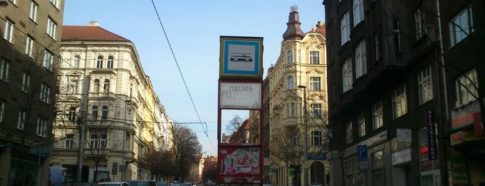 Italská (tram) is one of Tramvajové zastávky v Praze (díl první).
