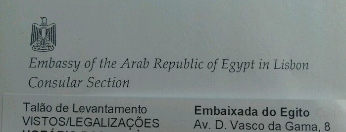 Embaixada da República Árabe do Egito is one of Egyptian Embassies Around the World.