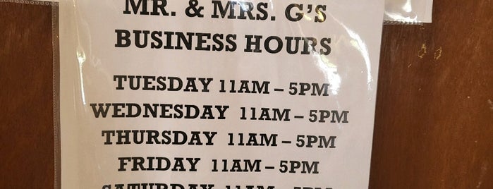 Mr & Mrs G's is one of Places I Want To Try.