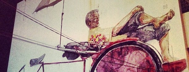 Mural - The Awaiting Trishaw Peddler is one of Complete Penang Street Art.