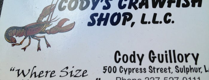 Cody's Crawfish Shop is one of Tempat yang Disukai Beth.