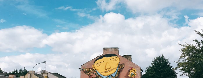 Os Gemeos is one of Vilnius Street Art.