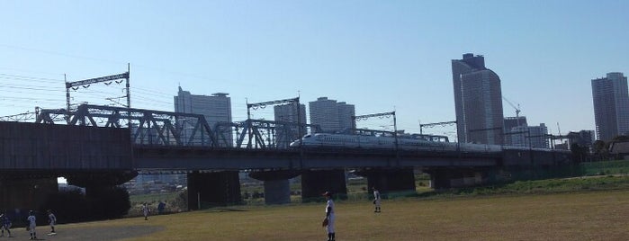 Shinkansen Tamagawa bridge is one of たま　リバー50キロ（Tama River 50km course)<多摩川>.