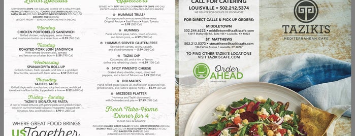 Taziki's Mediterranean Cafe is one of The 13 Best Mediterranean Restaurants in Louisville.