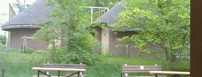 "Putt" Hut in African Village is one of Fort Wayne Children's Zoo check-ins.