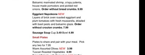 Bertucci's is one of Gluten Free menus.