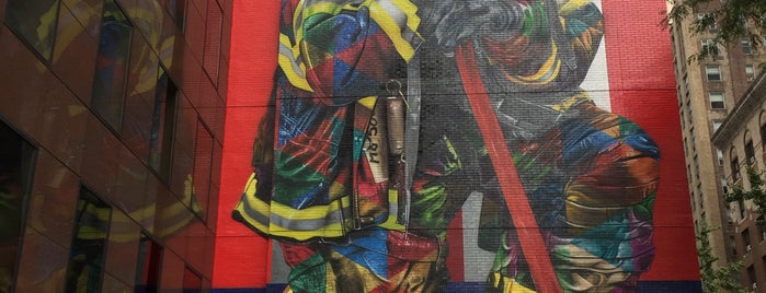 Kobra Firefighter Mural On 49th is one of Street Art in NYC.