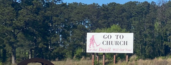 "The Devil Will Get You!" Sign is one of funny places.
