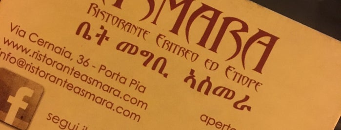 Asmara is one of Ethiopian restaurant.