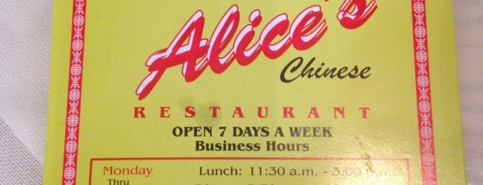 Alice's Chinese is one of Favorite Food.