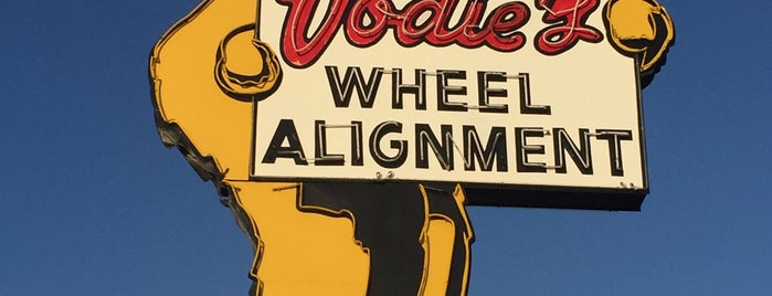 Vodie's Wheel Alignment & Brakes Inc. is one of Nikki's Vintage L.A. Signs (including OC).