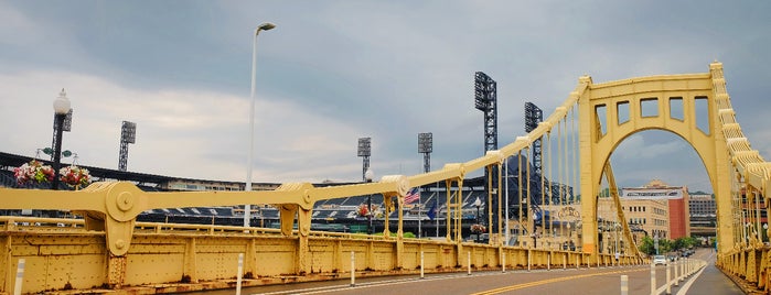 Roberto Clemente Bridge is one of Bikabout Pittsburgh.