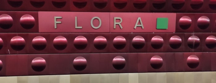 Metro =A= Flora is one of Prague metro A green line.