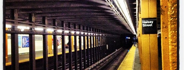 MTA Subway - Halsey St (L) is one of สถานที่ที่ Albert ถูกใจ.