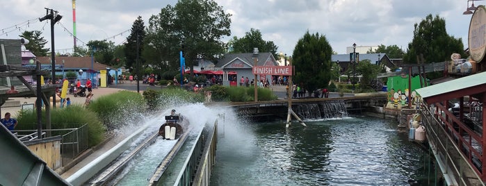 Charlie Brown's Rushing River Log Ride is one of kings island.