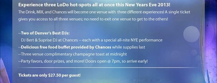 Mix Music Lounge is one of Denver New Years Eve 2013 - Denver NYE Parties.
