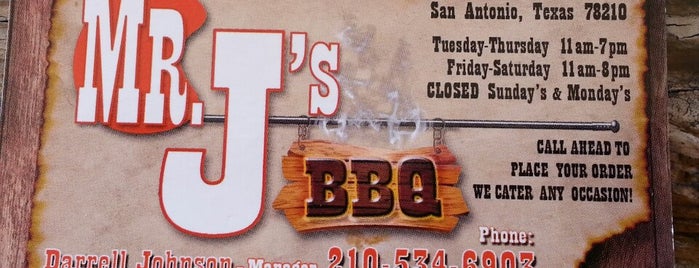 Mr. J's Bar B Que is one of Tang.
