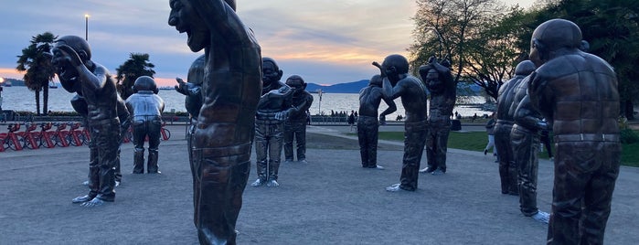 A-maze-ing Laughter by Yue Minjun is one of Vancouver Public Art.