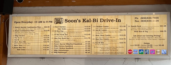 Soon’s Kal-Bi Drive-In is one of Oahu Nov 2020.